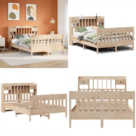 Giroletto senza Materasso 140x200 cm in Legno Massello di Pino - Letto con testiera - Letto con cassetti