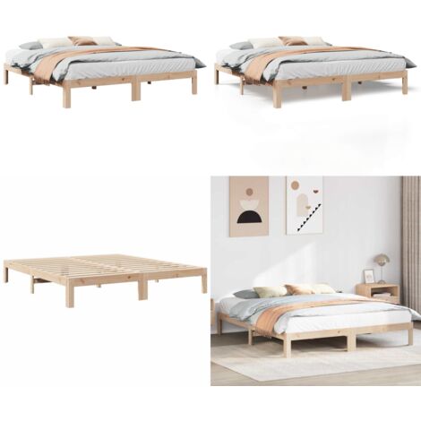 Giroletto senza Materasso 180x200 cm in Legno Massello di Pino - Letto con doghe - Letto matrimoniale