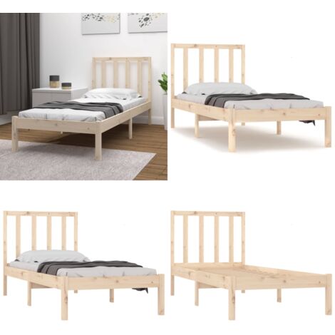 Giroletto senza Materasso 75x190 cm in Legno Massello di Pino - Letto in legno - Letto con testiera
