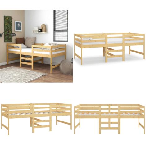Giroletto senza Materasso 90x200 cm in Legno Massello di Pino - Letto singolo - Letto con scaletta