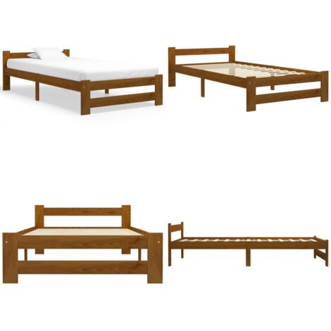 Giroletto senza Materasso Ambrato Legno Massello Pino 90x200 cm - Letto in legno - Letto con giroletto