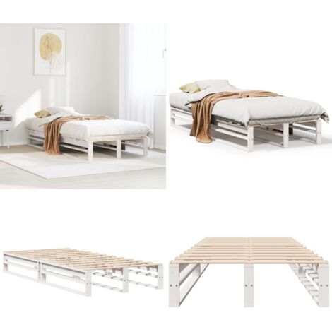 Giroletto senza Materasso Bianco 100x200 cm Legno Massello Pino - Letto in legno - Letto con doghe
