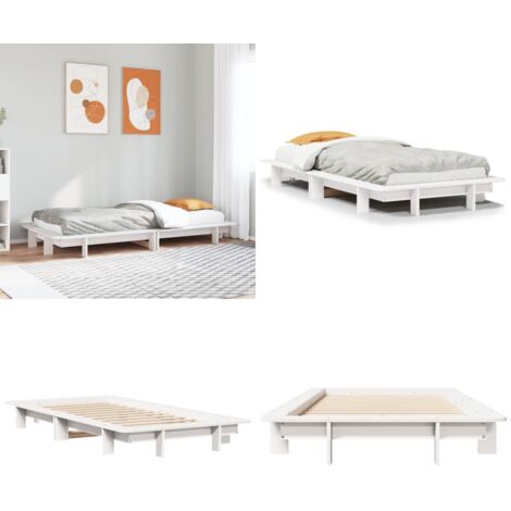 Giroletto senza Materasso Bianco 100x200 cm Legno Massello Pino - Letto in legno massello - Letto con doghe