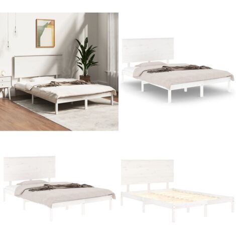 Giroletto senza Materasso Bianco 120x200 cm Legno Massello Pino - Letto con testiera - Letto in legno massello