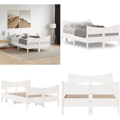 Giroletto senza Materasso Bianco 120x200 cm Legno Massello Pino - Letto in legno - Letto con materasso