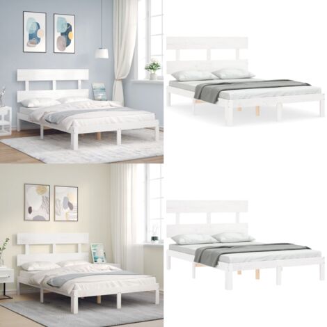 Giroletto senza Materasso Bianco 120x200 cm Legno Massello Pino - Letto in legno massello - Letto con doghe in compensato