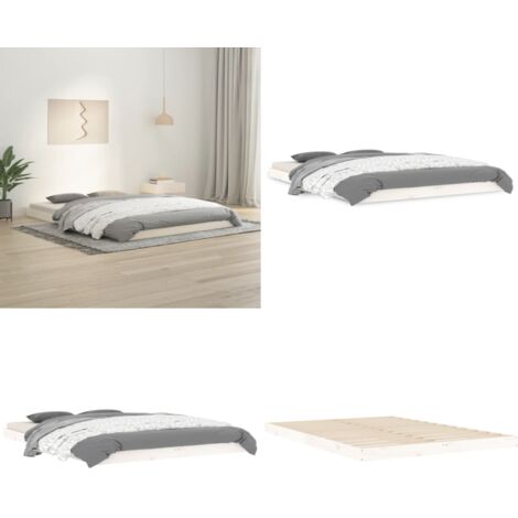 Giroletto senza Materasso Bianco 140x200 cm Legno Massello Pino - Letto in legno - Letto con doghe