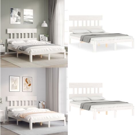 Giroletto senza Materasso Bianco 140x200 cm Legno Massello Pino - Letto in legno - Letto senza materasso