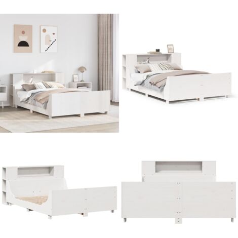 Giroletto senza Materasso Bianco 150x200 cm Legno Massello Pino - Testiera letto - Letto con testiera