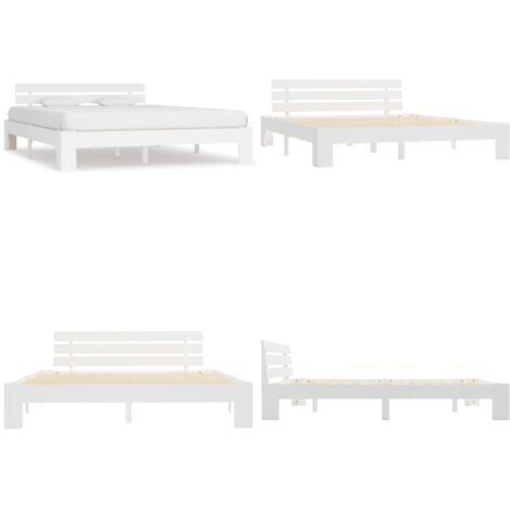 Giroletto senza Materasso Bianco 160x200 cm Legno Massello Pino - Letto in legno - Letto con doghe