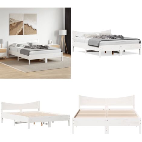 Giroletto senza Materasso Bianco 160x200 cm Legno Massello Pino - Letto in legno - Letto con materasso