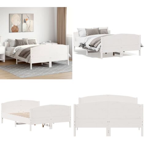 Giroletto senza Materasso Bianco 160x200 cm Legno Massello Pino - Letto in legno - Letto senza materasso