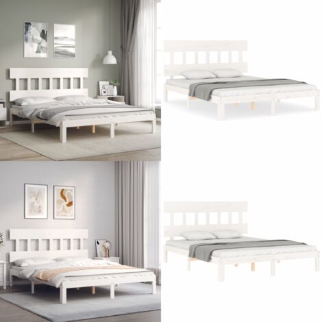 Giroletto senza Materasso Bianco 160x200 cm Legno Massello Pino - Letto in legno massello - Letto con doghe in compensato