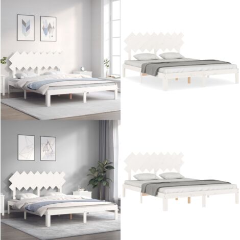 Giroletto senza Materasso Bianco 160x200 cm Legno Massello Pino - Letto in legno massello - Letto con doghe in compensato