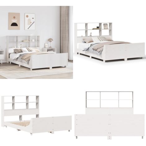Giroletto senza Materasso Bianco 160x200 cm Legno Massello Pino - Testiera letto - Letto con testiera