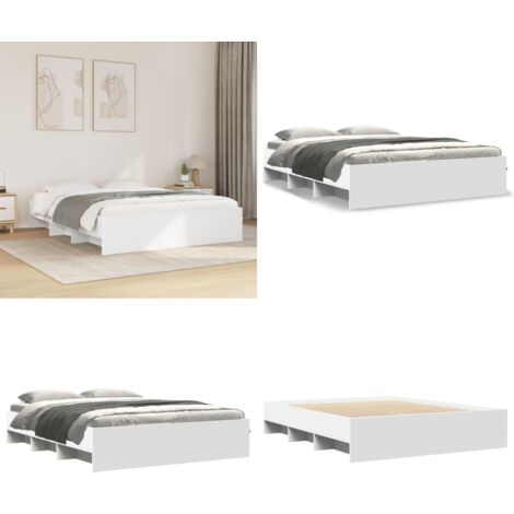 Giroletto senza Materasso Bianco 160x200cm in Legno Multistrato - Letto con base a doghe - Letto senza materasso