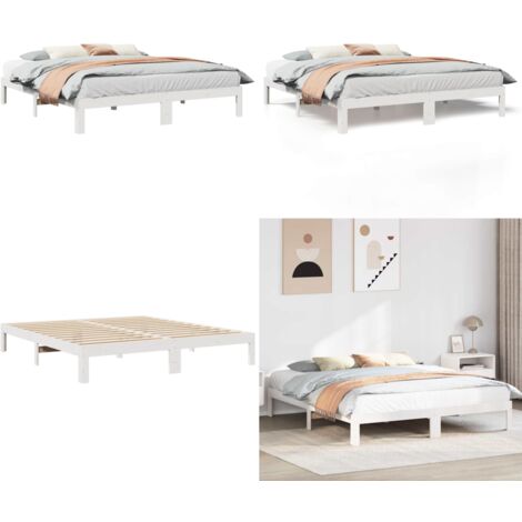 Giroletto senza Materasso Bianco 180x200 cm Legno Massello Pino - Letto con telaio in legno - Letto matrimoniale