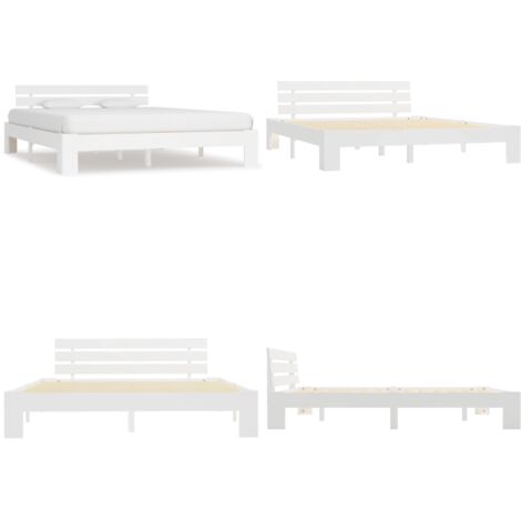 Giroletto senza Materasso Bianco 180x200 cm Legno Massello Pino - Letto in legno - Letto con doghe