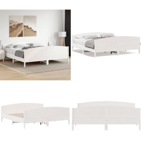 Giroletto senza Materasso Bianco 180x200 cm Legno Massello Pino - Letto in legno - Letto senza materasso