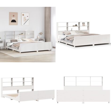 Giroletto senza Materasso Bianco 180x200 cm Legno Massello Pino - Testiera letto - Letto con testiera