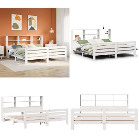 Giroletto senza Materasso Bianco 180x200 cm Legno Massello Pino - Testiera letto - Letto con testiera