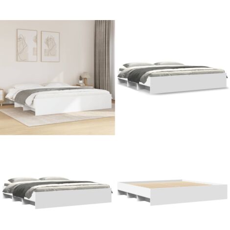 Giroletto senza Materasso Bianco 180x200 cm Legno Multistrato - Letto con base a doghe - Letto con vani