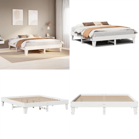 Giroletto senza Materasso Bianco 200x200 cm Legno Massello Pino - Letto in legno - Letto con base a doghe