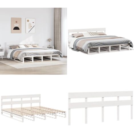 Giroletto senza Materasso Bianco 200x200 cm Legno Massello Pino - Letto in legno - Letto con materasso