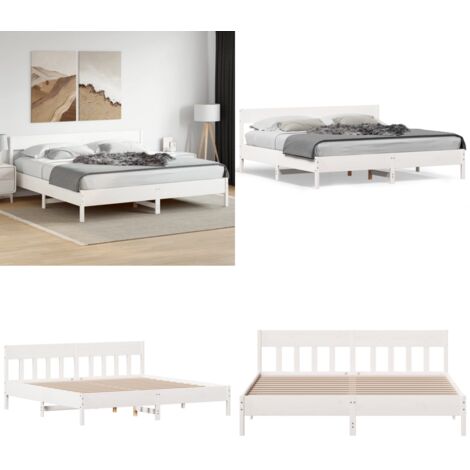 Giroletto senza Materasso Bianco 200x200 cm Legno Massello Pino - Letto in legno - Letto con materasso