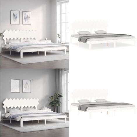 Giroletto senza Materasso Bianco 200x200 cm Legno Massello Pino - Letto in legno massello - Letto con doghe in compensato