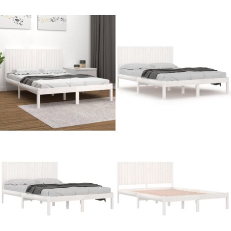 Giroletto senza Materasso Bianco 200x200 cm Legno Massello Pino - Testiera per letto - Letto in legno