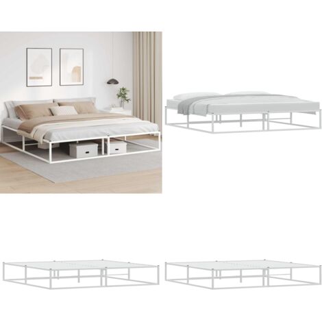 Giroletto senza Materasso Bianco 200x200 cm Metallo - Letto con base a doghe - Letto senza materasso