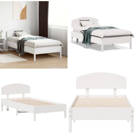 Giroletto senza Materasso Bianco 75x190 Legno Massello di Pino - Letto con doghe in compensato - Letto in pino massello
