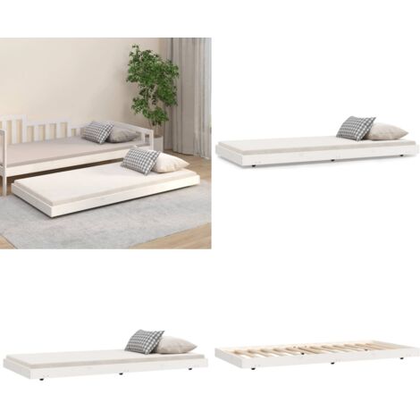 Giroletto senza Materasso Bianco 75x190 Legno Massello di Pino - Letto in legno - Giroletto con ruote