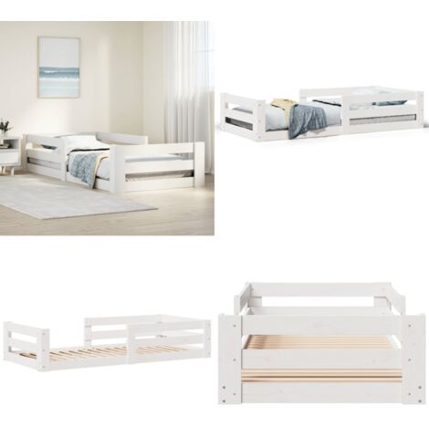 Giroletto senza materasso bianco 80x160 cm legno di pino - Letto con rete a doghe - Letto in legno di pino