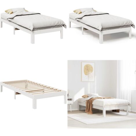 Giroletto senza Materasso Bianco 80x200 cm Legno Massello Pino - Letto con telaio in legno - Letto con doghe