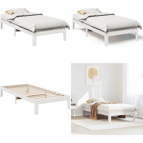 Giroletto senza Materasso Bianco 90x200 cm Legno Massello Pino - Letto con telaio in legno - Letto con doghe