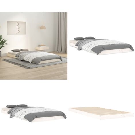 Giroletto senza Materasso Bianco 90x200 cm Legno Massello Pino - Letto in legno - Letto singolo