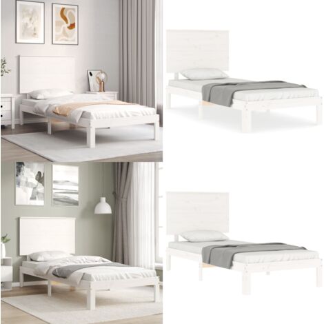 Giroletto senza Materasso Bianco 90x200 cm Legno Massello Pino - Letto in legno massello - Letto con doghe in compensato