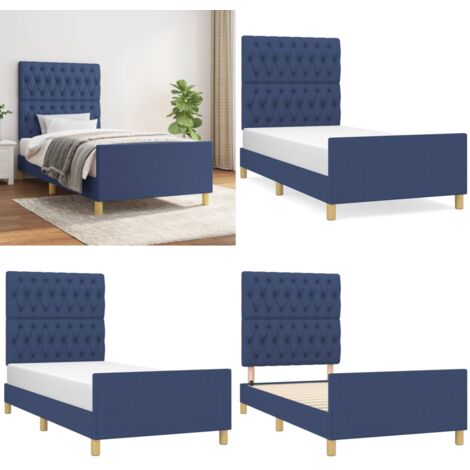 Giroletto senza Materasso Blu 100x200 cm in Tessuto - Testiera per letto - Letto con testiera