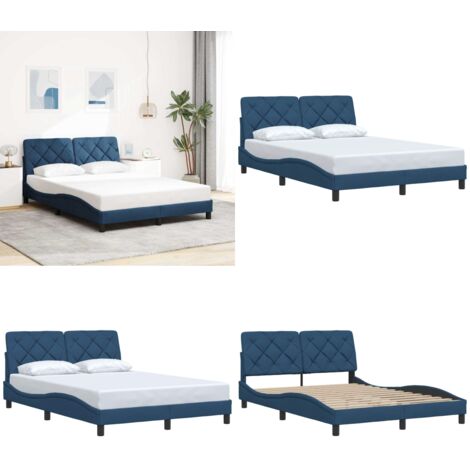 Giroletto senza Materasso Blu 140x200 cm in Tessuto - Letto con testiera - Materasso per letto