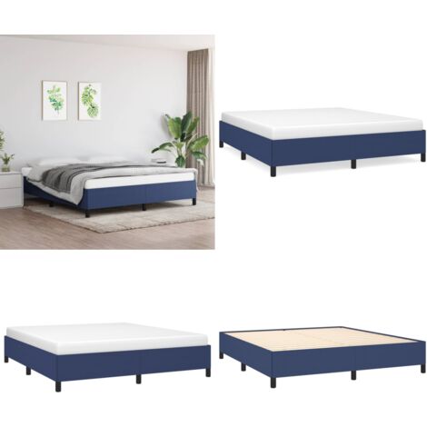 Giroletto senza Materasso Blu 160x200 cm in Tessuto - Letto a giroletto - Letto in tessuto