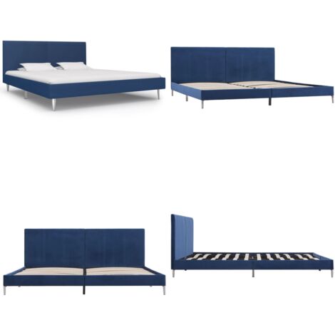Giroletto senza Materasso Blu 180x200 cm in Tessuto - Giroletto in legno - Giroletto con testiera in MDF