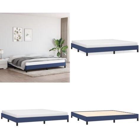 Giroletto senza Materasso Blu 200x200 cm in Tessuto - Letto con doghe - Letto in tessuto