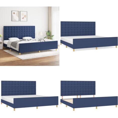 Giroletto senza Materasso Blu 200x200 cm in Tessuto - Letto con testiera - Testiera per letto