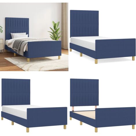 Giroletto senza Materasso Blu 90x200 cm in Tessuto - Letto con testiera - Testiera per letto