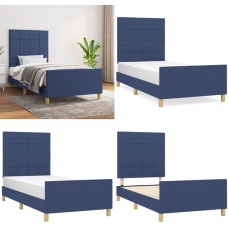Giroletto senza Materasso Blu 90x200 cm in Tessuto - Letto con testiera - Testiera per letto
