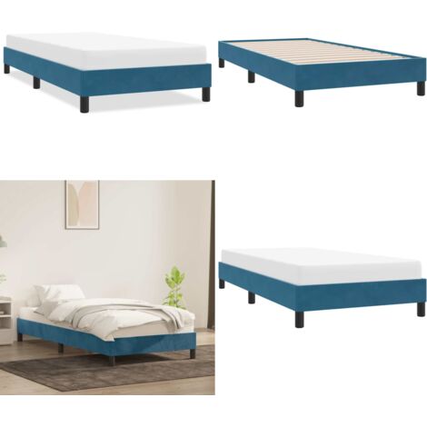 Giroletto senza Materasso Blu Scuro 100x220 cm in Velluto - Letto con base a doghe - Letto con gambe stabili