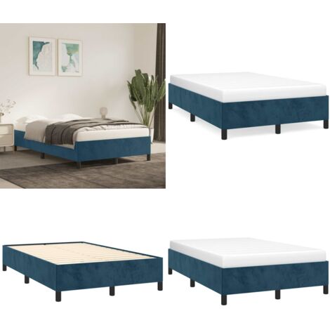 Giroletto senza Materasso Blu Scuro 120x190 cm Velluto - Letto con giroletto - Letto con gambe