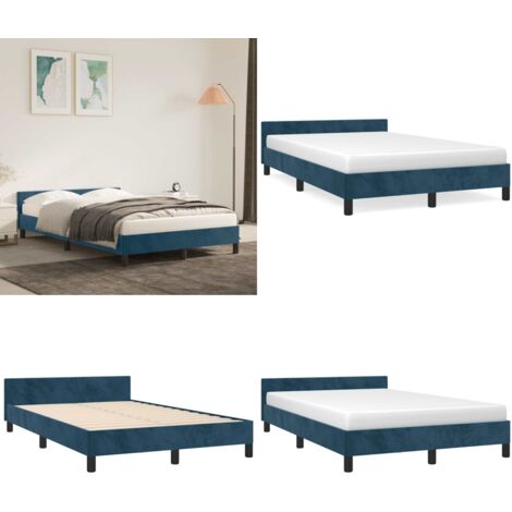 Giroletto senza Materasso Blu Scuro 120x190 cm Velluto - Letto con testiera - Letto con testiera in velluto